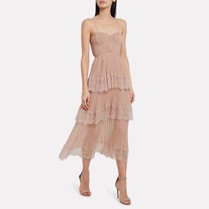 Self Portrait Chiffon Lace Tiered Midi Dress